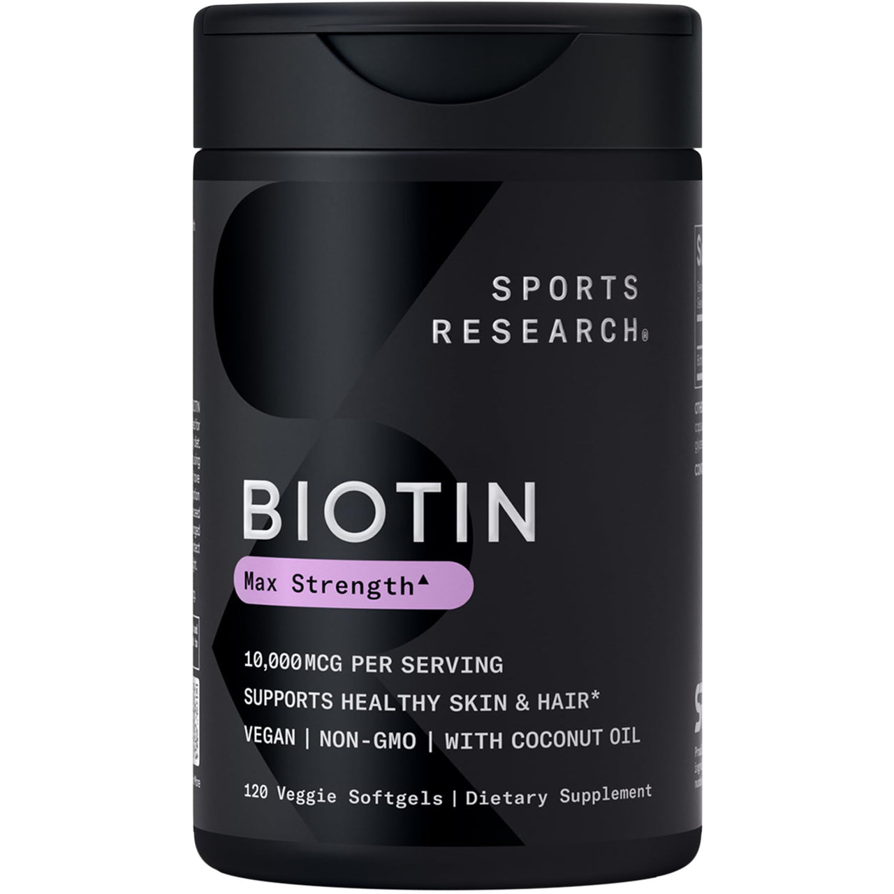 Sports Research® Hair Essentials Pack - Dark Chocolate Collagen Powder Protein Supplement (40 Servings) and Biotin (Vitamin B7) 10,000mcg with Organic Coconut Oil (120 Softgels)