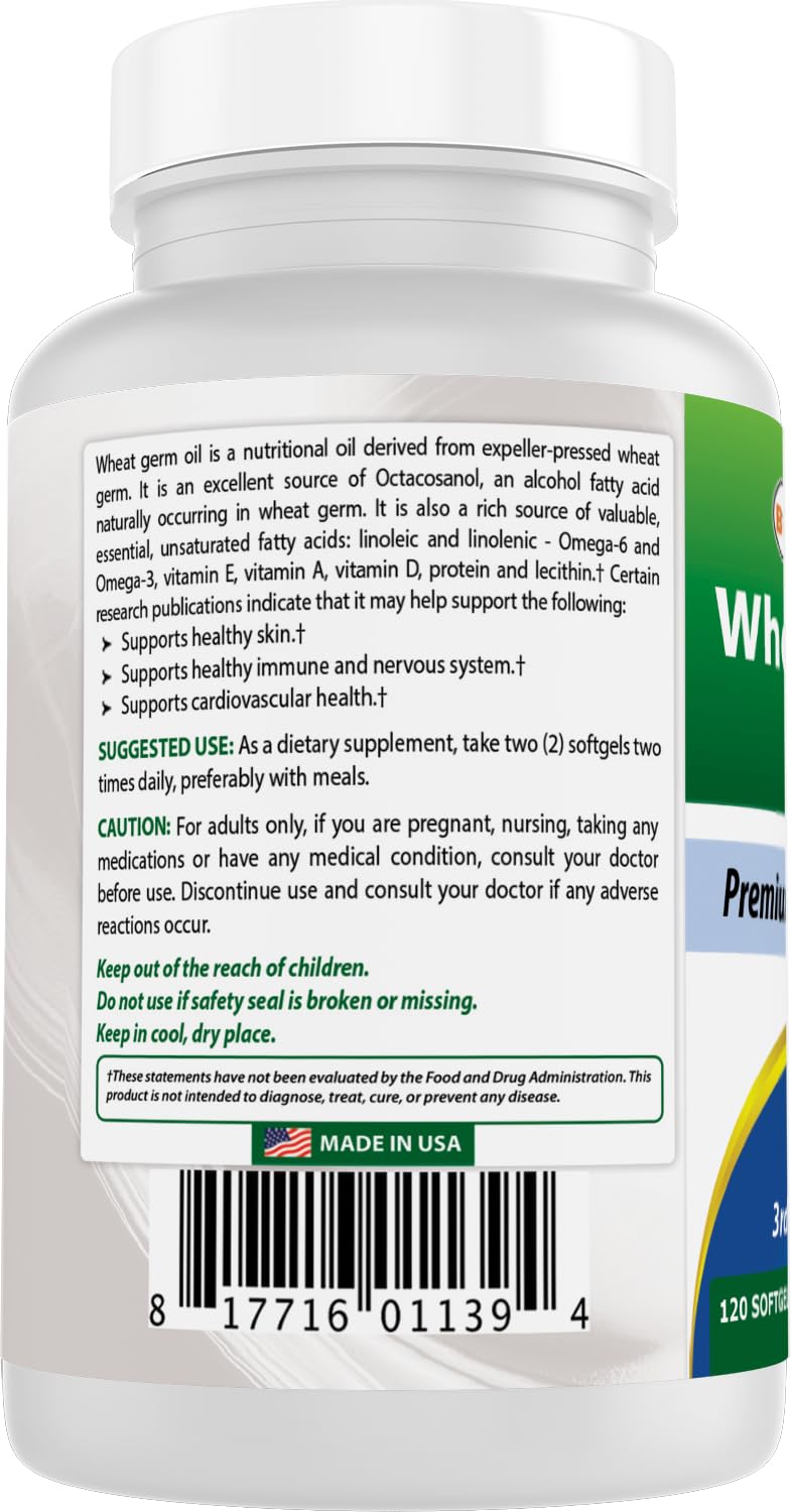 Best Naturals Wheat Germ Oil 1130 mg 120 Softgels