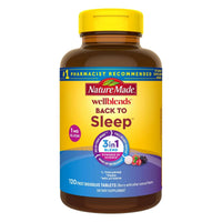 Thumbnail for Nature Made Wellblends Back to Sleep, 120 Fast Dissolve Tablets, Lower Dose Melatonin 1 mg, L theanine 100 mg and GABA 100mg, Sleep Supplement, Bundle with a Pill Oragnizer (2 Items)