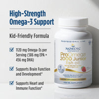 Thumbnail for Nordic Naturals ProOmega 2000 Jr., Strawberry Flavor - 60 Soft Gels - 1120 mg Omega-3 - Ultra Potent Fish Oil - EPA & DHA - Promotes Brain, Heart, & Immune Health - Non-GMO - 30 Servings