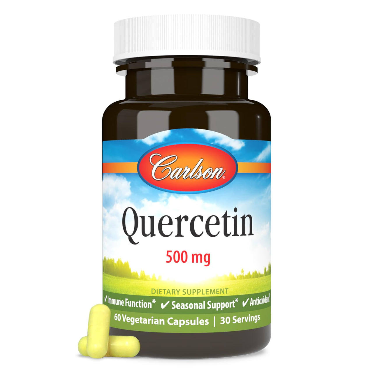 Carlson - Quercetin, 500 mg, Seasonal Support, Skin Health, Optimal Wellness, 60 Vegetarian Capsules