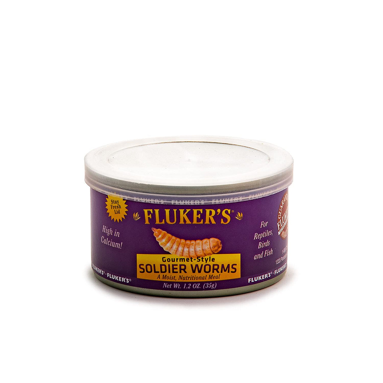 Fluker's Gourmet Canned Food for Reptiles, Fish, Birds and Small Animals, Soldier worms, 1.2 oz