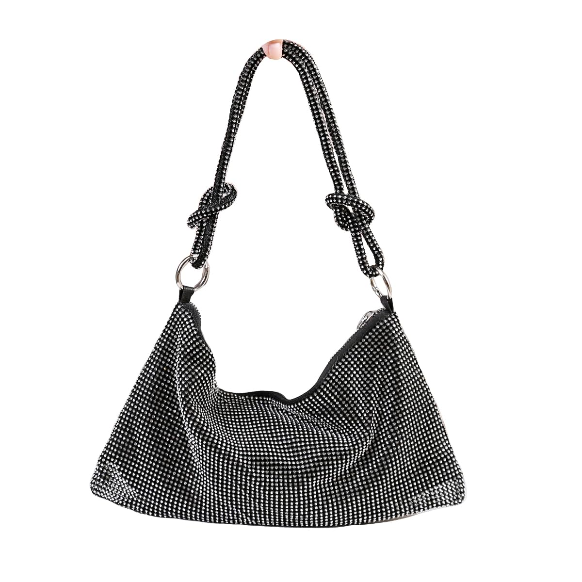 Covelin Womens Fashion Shiny Diamond Handbag Tote Shoulder Evening Bag Black