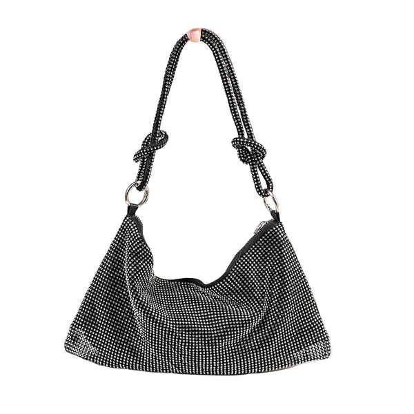Covelin Womens Fashion Shiny Diamond Handbag Tote Shoulder Evening Bag Black