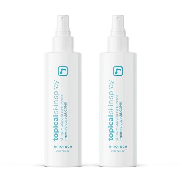 BRIOTECH Topical Skin Spray, Hypochlorous Acid Spray for Body & Face, HOCl Facial Mist, Support Against Irritation, Redness, Packaging May Vary, 4oz (2 Pack)