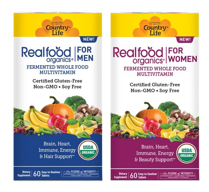 Country Life Realfood Organics for Women and Men Bundle - Certified Gluten Free, Certified Vegan, Certified USDA Organic - 60 Tablets