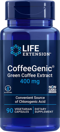 Thumbnail for Life Extension CoffeeGenic® Green Coffee Extract, 400 mg, standardized for 50% chlorogenic Acid, After-Meal Metabolism Support, Gluten Free, Non-GMO, Vegetarian, 90 Capsules