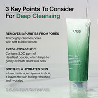 Thumbnail for ANUA Heartleaf Quercetinol Pore Deep Cleansing Foam, Facial Cleanser, for Double Cleansing, BHA, Hyaluronic Acid, Glycerin, Face Wash, Blackhead Remover, Korean Skincare (150ml/5.07 fl.oz.)