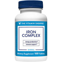 Thumbnail for The Vitamin Shoppe Iron Complex - Better Absorption Energy Support | with Vitamin C Folic Acid | 100 Tablets | Gentle