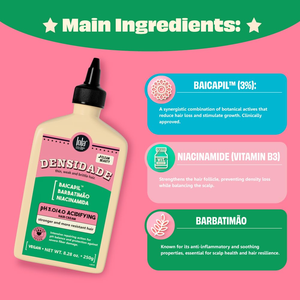 Lola From Rio - Densidade - Acidifying With pH 3.0/4.0, Improves Hair Resistance, Prevent Anti-Breakage and Fall, Protect Against Chemical Process, Balance hair pH 8.82 Fl Oz