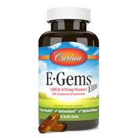 Thumbnail for Carlson - E-Gems Elite, 1000 IU (670 mg) Vitamin E with Tocopherols and Tocotrienols, Optimal Wellness, 60 Softgels