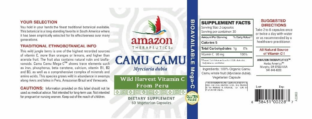 Camu-Camu Mega C 500mg Wild Crafted Amazon Therapeutic Laboratories 60 VCaps