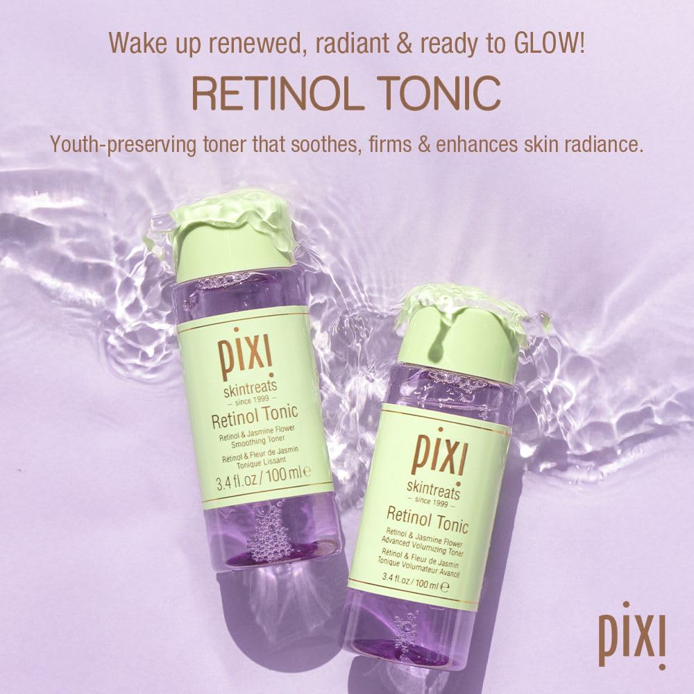 Pixi Retinol Tonic, Smoothing & Firming Facial Toner, Enhanced with Peptides to Boost Collagen Production, Alcohol-Free Daily Rejuvenating Toner, 100ml/ 3.4 fl oz