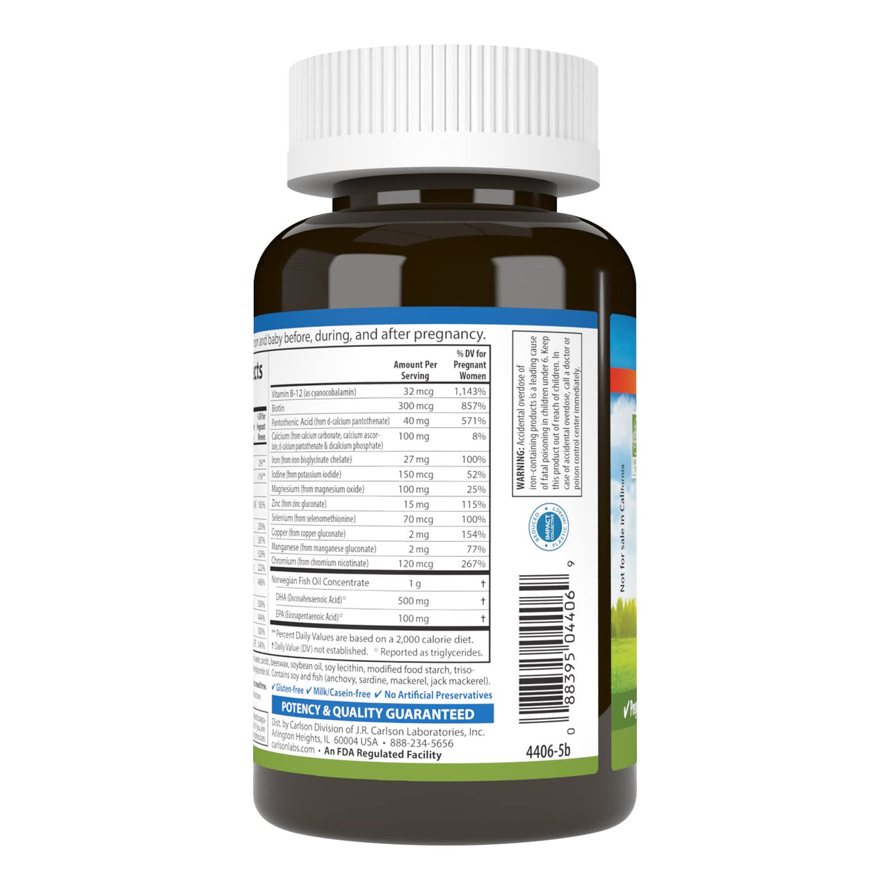 Carlson - Prenatal, Multiple with DHA & Vitamin D3, Pregnancy Health, Fetal Development & Immune Support, 60 Softgels