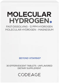 Thumbnail for Codeage Molecular Hydrogen Supplement - Fast-Dissolving 12 PPM Hydrogen Water Tablets with Elemental Magnesium - Hydration Tablet Body Function - Unflavored, Vegan, Non-GMO, Gluten-Free - 30 Tablets