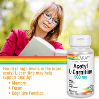 Thumbnail for SOLARAY Acetyl L-Carnitine 500 mg | Healthy Cellular Energy, Memory, Mood, and Cardiovascular Support | 30 VegCaps