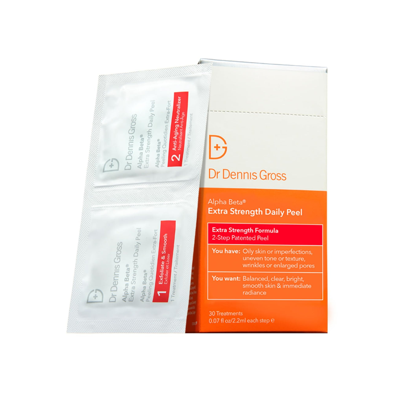 Dr. Dennis Gross Alpha Beta Extra Strength Daily Peel: for Oily Skin, Uneven Tone or Texture, Wrinkles or Enlarged Pores (30 Treatments)