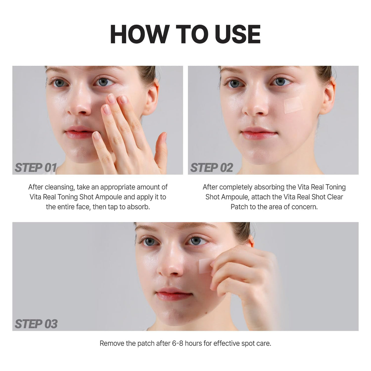 Vita Real Shot Clear Patch - Dark Spot Remover for Face, Hydrocolloid Patch for Acne and Blemish Marks - Melting Needle Tips with Vitamin C, Glutathione, and Niacinamide - Pigmentation Treatment - 6EA