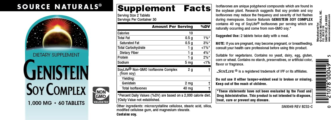 Source Naturals Genistein Soy Complex, 40 mg of SoyLife* - 40 mg, 60 Tablets