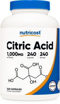 Thumbnail for Nutricost Citric Acid 1000mg (1 gram), 240 Capsules - Gluten Free, Non-GMO