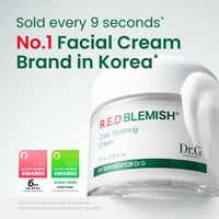 Thumbnail for Dr. G R.E.D. Blemish Clear Soothing Cream - Calming Korean Moisturizer for Redness - Soothes Acne & Irritation - With Centella Asiatica - Long-Lasting Hydration - 2.36 fl oz