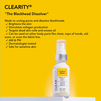 Thumbnail for CLEARSTEM - CLEARITY The Blackhead Dissolver Mandelic Acid Serum - Vitamin C, Turmeric, Collagen Boost - All Skin Types - Facial Skin Care Products - Vegan, Gluten Free, Cruelty Free - 1 fl oz / 29ml