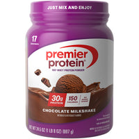 Thumbnail for Premier Protein Powder, Chocolate Milkshake, 30g Protein, No Added Sugar, 100% Whey Protein, Keto Friendly, Soy & Gluten Free, 24.5 oz (17 Servings)
