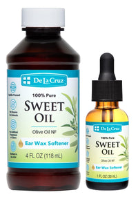 Thumbnail for De La Cruz 100% Pure Sweet Oil for Ears - All Natural Ear Wax Removal - 1 Fl Oz Dropper and 4 Fl Oz Refill Bundle