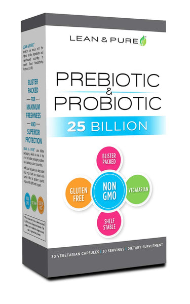 Lean & Pure Prebiotic & Probiotic, 25 Billion Live and Shelf Stable Cultures, 30 Count, Non GMO, Vegetarian, Gluten Free