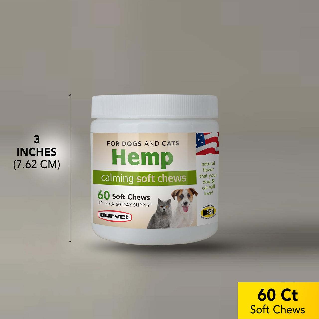 Durvet Hemp Calming Soft Chews - 60 Count jar