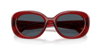 Thumbnail for COACH Women's HC8391U Sculpted C Hardware Universal Fit Oval Sunglasses, Milky Merlot/Grey Solid, 53 mm