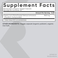 Thumbnail for Sports Research® Organic Lion's Mane Mushroom Supplement 1800mg - Brain Health, Focus & Cognitive Supports - USDA Certified Organic · Non-GMO · Vegan - 90 Count Capsules