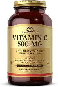 Thumbnail for Solgar Vitamin C 500 mg, 250 Vegetable Capsules - Antioxidant & Immune Support - Overall Health - Supports Healthy Skin & Joints - Non-GMO, Vegan, Gluten Free, Kosher - 250 Servings