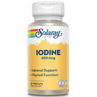 Thumbnail for Solaray Iodine 500 mcg, Iodine Supplement for Healthy Adrenal and Thyroid Support, Energy, Metabolism, and Focus, Potassium Iodide, Vegan, 60-Day Money-Back Guarantee, 30 Servings, 30 VegCaps
