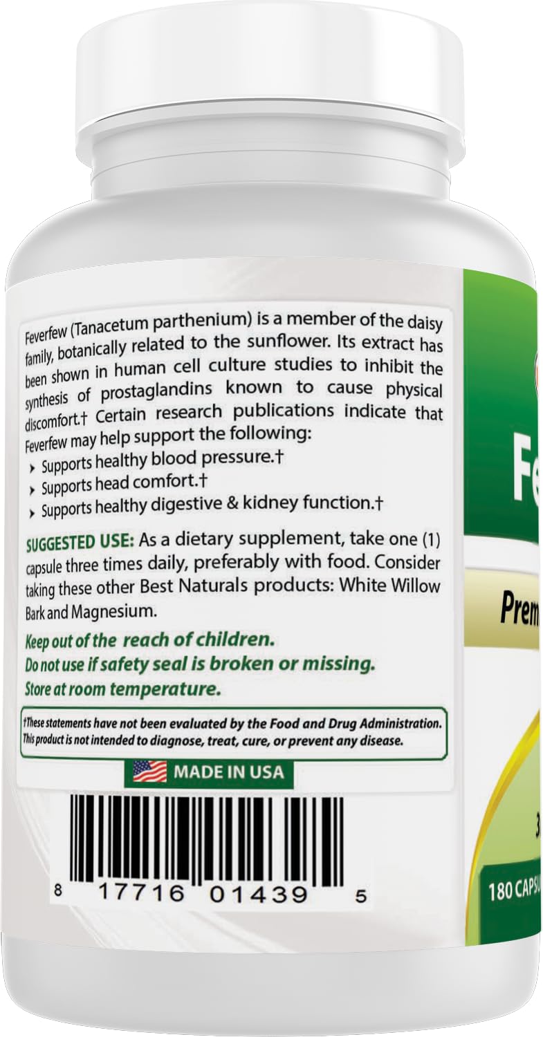 Best Naturals Feverfew 380 mg 180 Capsules