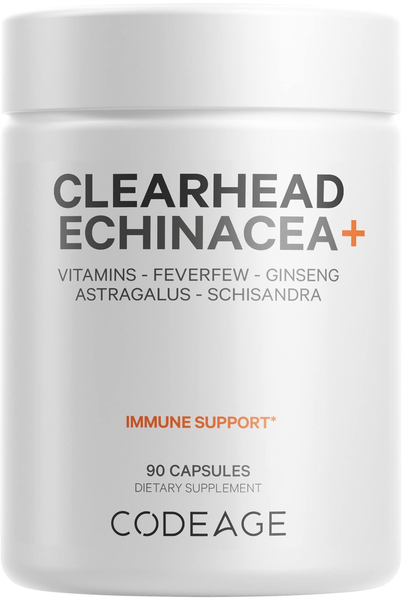 Codeage Clearhead Echinacea+ Supplement - Echinacea, Schisandra, Feverfew, Coptis, American Ginseng, Astragalus, Garlic, Probiotics, Vitamins C & D3, Zinc, Selenium - Clear Head Vitamin - 90 Capsules