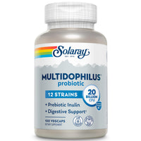Thumbnail for Solaray Multidophilus 12 Strain Probiotic 20 Billion CFU, Probiotics for Digestive Health for Women and Men, Daily Gut Health Support Complex with Prebiotic Inulin, No Dairy - 100 VegCaps
