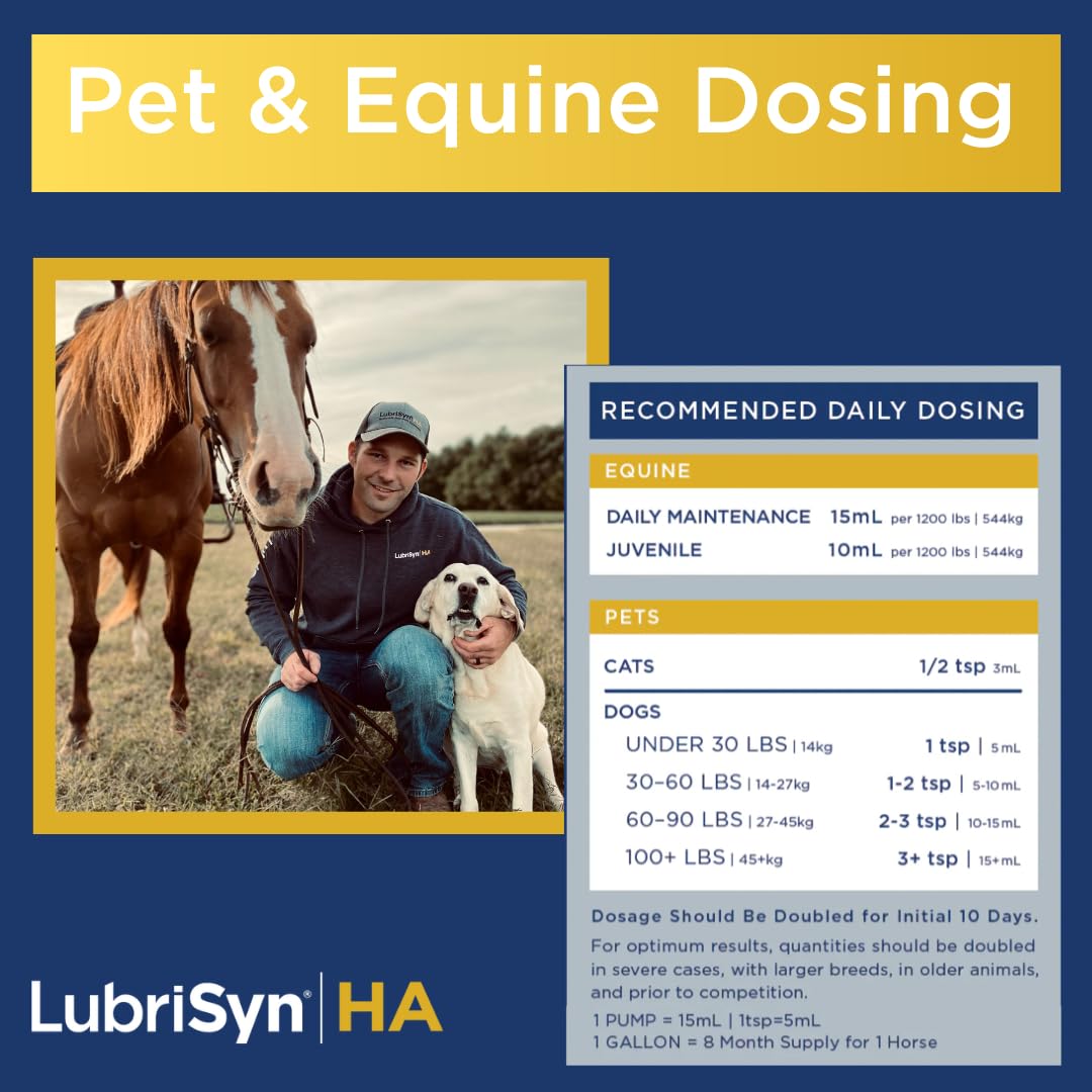 LubriSynHA Hyaluronic Acid Hip & Joint Care Supplement for Dogs, Cats & Horses – Liquid Oral HA for Pets – Joint Support Supplement Promotes Mobility, Flexibility, Cartilage Health & Comfort – 8oz