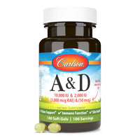 Thumbnail for Carlson - A & D, 10000 IU (3000 mcg RAE) Vitamin A, 2000 IU (50 mcg) Vitamin D, Vision Support, Skin Health, 100 Softgels