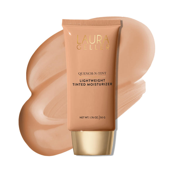 LAURA GELLER NEW YORK Quench-n-Tint Tinted Moisturizer - Sheer to Light Buildable Coverage - Natural Glow Finish - Lightweight Formula with Hyaluronic Acid, 04 Medium