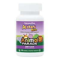 Thumbnail for NaturesPlus Animal Parade AcidophiKidz, Berry Flavor - 90 Chewable, Animal-Shaped Tablets - with Probiotics, FOS & Grape Seed - 90 Total Servings