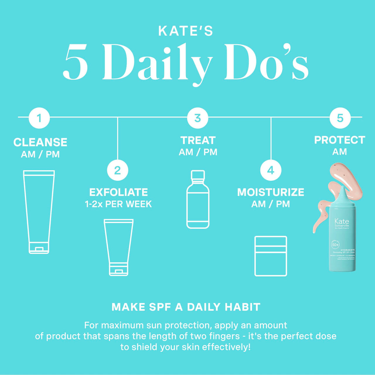 Kate Somerville HydraKate Illuminating Sunscreen Drops for face with 50+ SPF, Zinc Oxide and Mineral Tinted, Moisturizing and Anti-Aging, 1.7 Fl. Oz