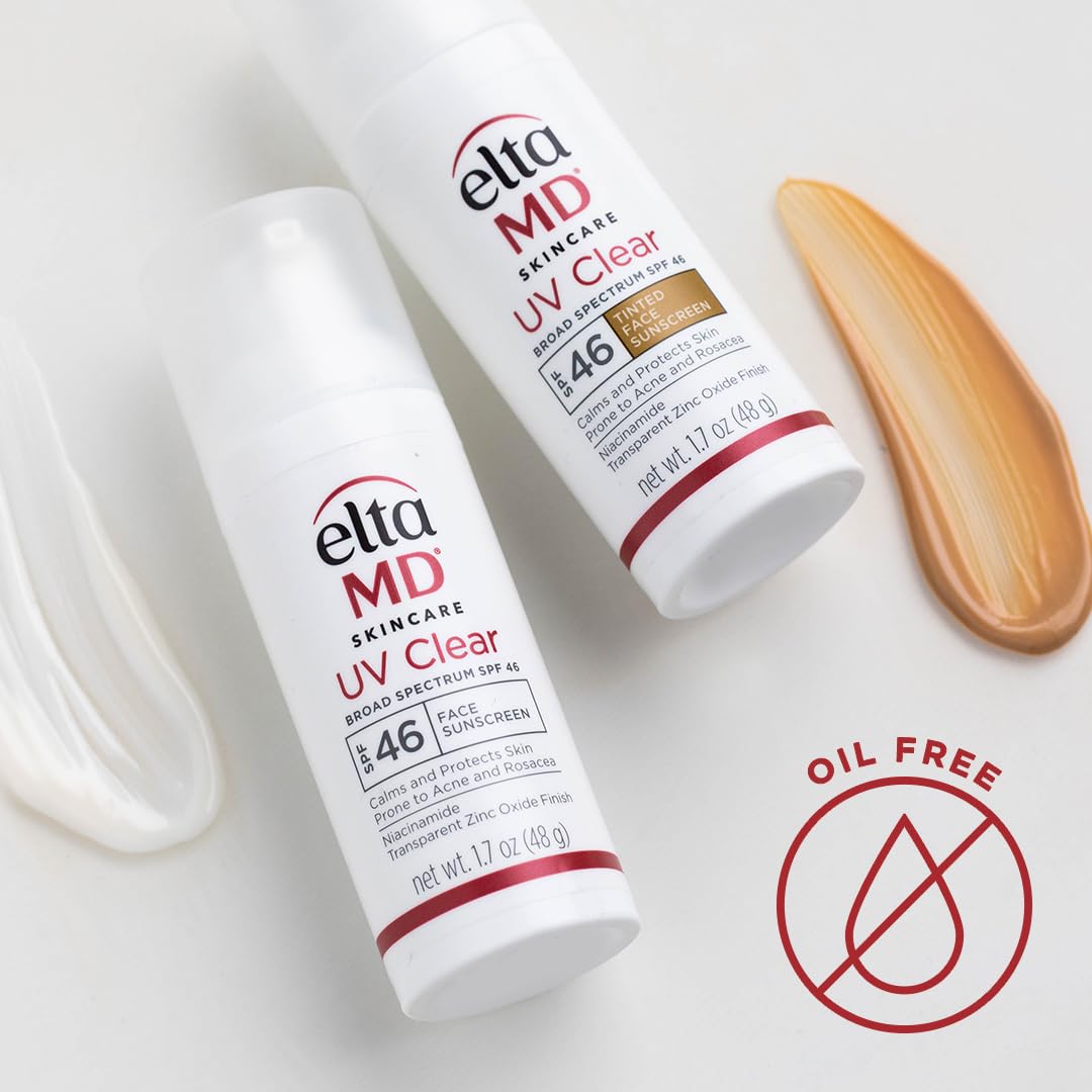 EltaMD UV Clear Face Sunscreen SPF 46, Oil Free Sunscreen with Zinc Oxide, Dermatologist Recommended, 0.5 oz