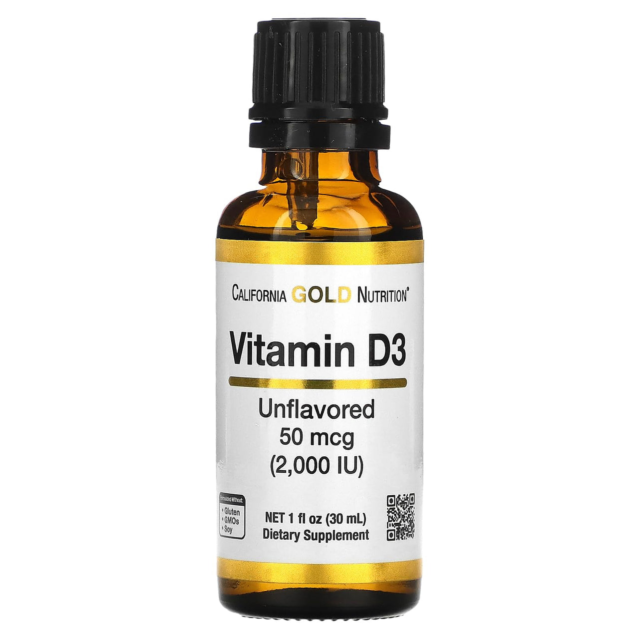 California Gold Nutrition Vitamin D3 (Unflavored), 2,000 IU, 1 fl oz (30 ml)