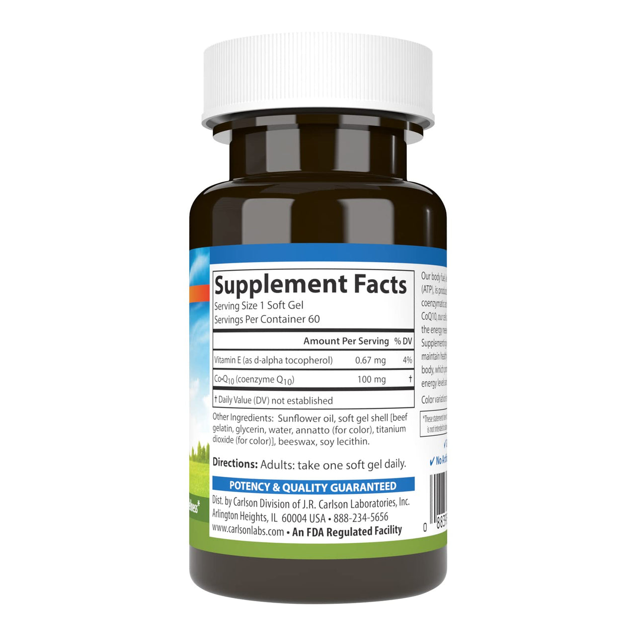 Carlson - Co-Q10, 100 mg, Energy Production & Heart Function, 60 Softgels