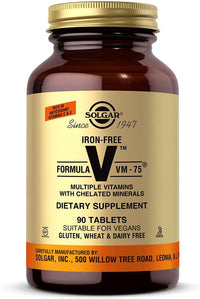 Thumbnail for Solgar Iron-Free Formula VM-75, 90 Tablets - Multivitamin with Chelated Minerals - Vitamin A, B6, B12, C, D, E - Biotin, Magnesium, Calcium, Zinc - Vegan, Gluten & Dairy Free, Kosher - 90 Servings