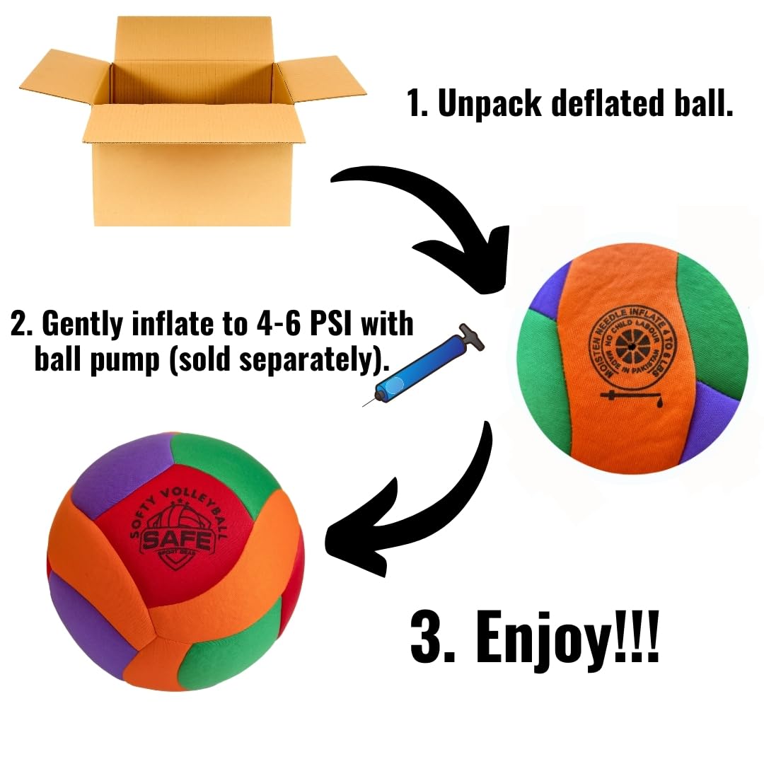 Safe Sport Gear Softy Volleyball - Super Soft Designed for Pain-Free Play - Awesome Kids Indoor Ball with a Realistic Feel and Bounce - Perfect Ball for House (Softy Volleyball)