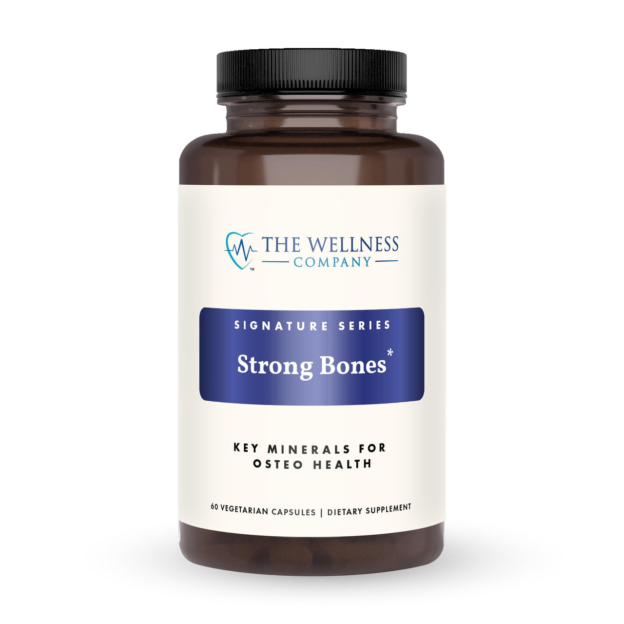 The Wellness Company Strong Bones | 60 Capsules (1-Month Supply) | Made with Key Minerals to Help Build Bone Strength | Non-GMO, Vegan, Gluten Free | for Supporting Bone Strength and Health