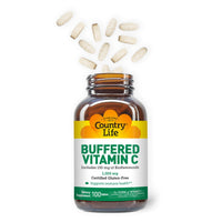 Thumbnail for Country Life Buffered Vitamin C 1000mg with Bioflavonoids, Calcium, Magnesium, Potassium - Immune Support, Vegan Capsules, Gluten-Free, Gentle on Stomach - 100 Tablets
