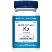 Thumbnail for The Vitamin Shoppe Vitamin K2 MK-7 300mcg Triple Strength - Bone & Heart Health | Menaquinone-7 | 120 Vegetable Capsules | High Potency